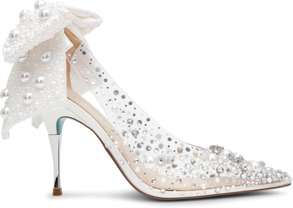 NEW BETSEY JOHNSON women's esmy pearl clear pumps in pearl multi